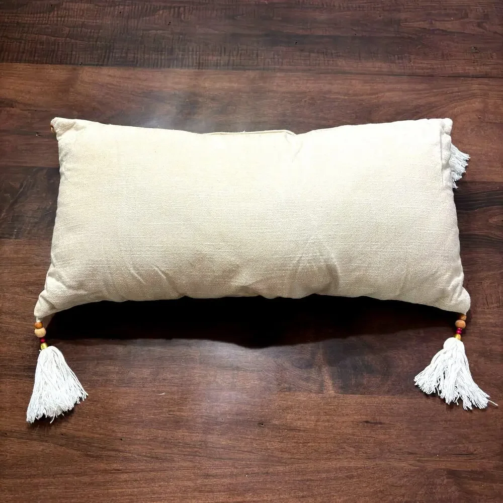 Bug Insect Butterfly Embroidered Pillow w/ Tassels, Beetles, Bees, ladybugs 22